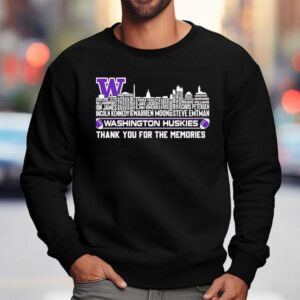Washington Huskies City Skyline All Names Of Legend Thank You For The Memories Sweatshirt