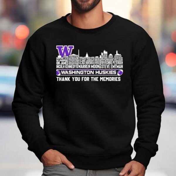 Washington Huskies City Skyline All Names Of Legend Thank You For The Memories Shirt
