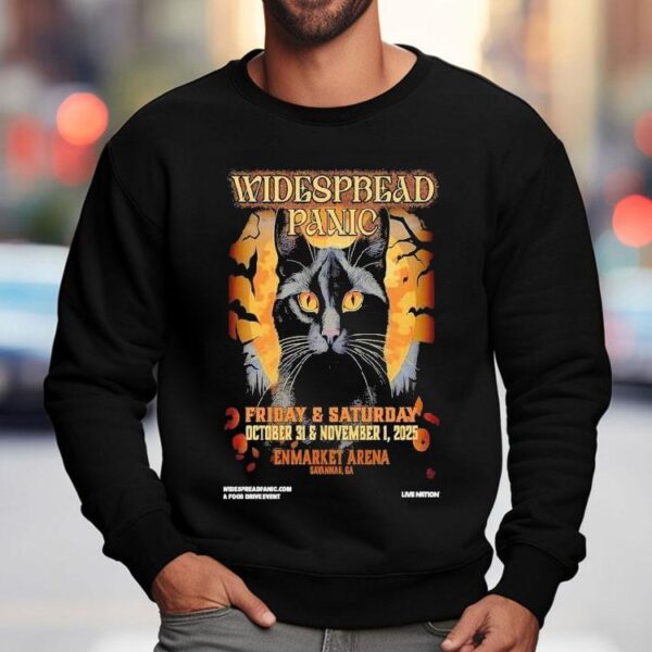 Widespread Panic Oct 31 2025 Enmarket Arena In Savannah, Ga Cat Shirt