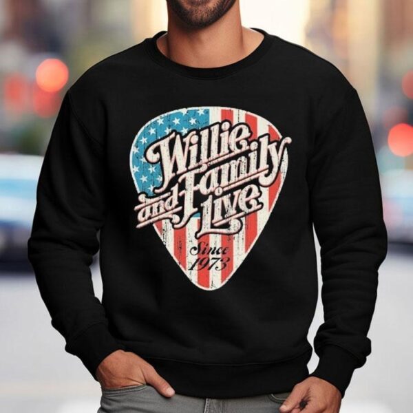 Willie Nelson Willie And Family Live Since 1973 Guitar Pick Logo Shirt