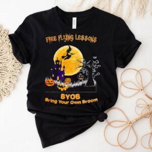 Free Flying Lessons Byob Bring Your Own Broom Halloween Tshirt