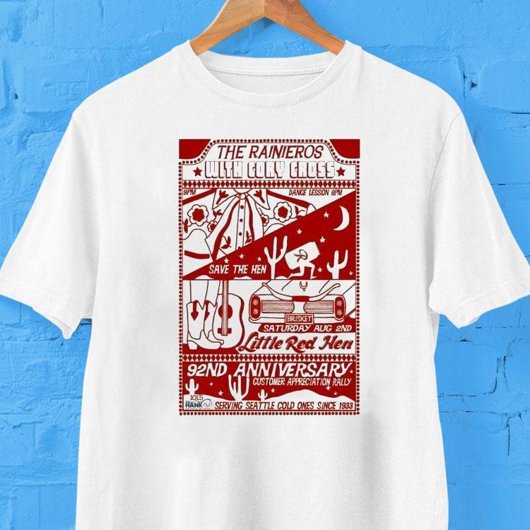 The Rainieros With Cory Cross Little Red Hen Seattle Music Aug 2 2025 Tour Shirt 2 The Rainieros With Cory Cross Little Red Hen Seattle Music Aug Tour Tshirt