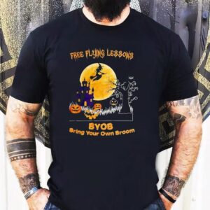 Free Flying Lessons Byob Bring Your Own Broom Halloween Tshirt