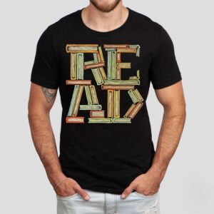 A Stack Of Books Creating The Word Read Tshirt