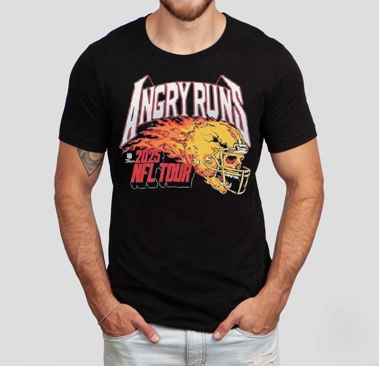  Angry Runs  Nfl Tour Helmet Skull Flames Tshirt
