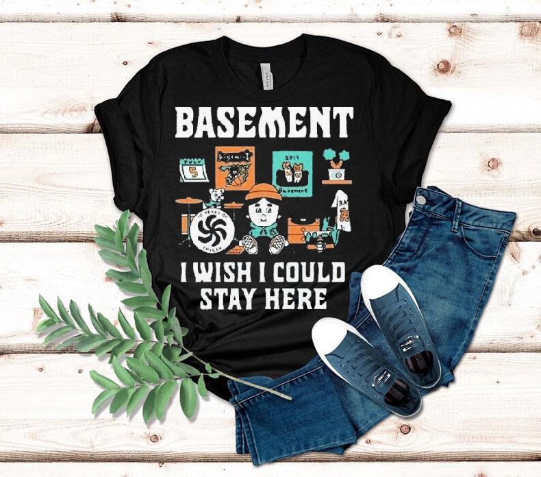  Basement I Wish I Could Stay Here Pug Tshirt