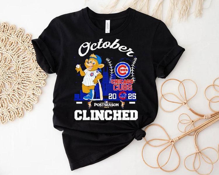  Chicago Cubs October Clinched Post Season  Tshirt
