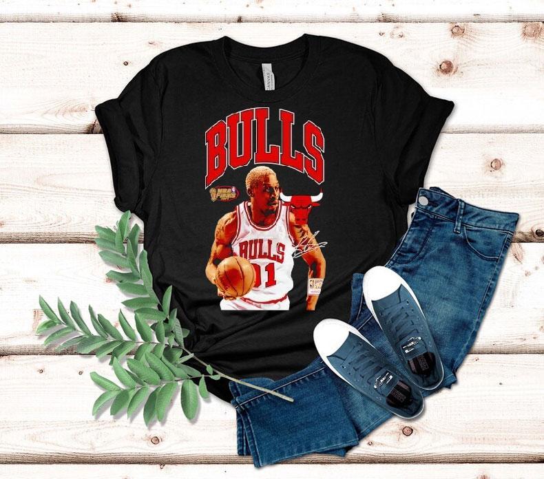  Dennis Rodman Chicago Bulls Basketball Signature Tshirt