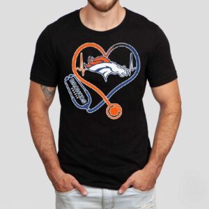 Denver Broncos Nurse Heartbeat Stethoscope Tshirt