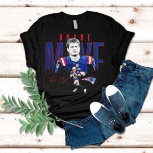 Drake Maye New England Patriots Football Signature Tshirt