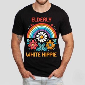 Elderly White Hippie Rainbow Tshirt