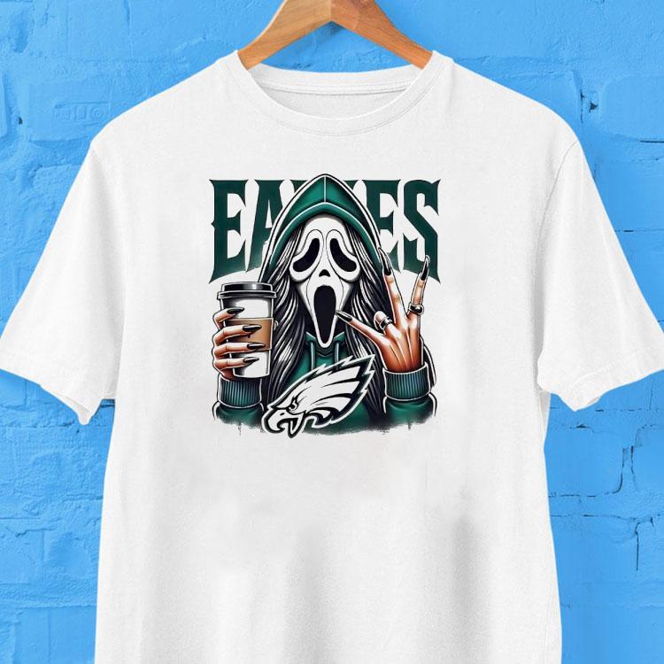  Ghostface Drinking Coffee Philadelphia Eagles Tshirt