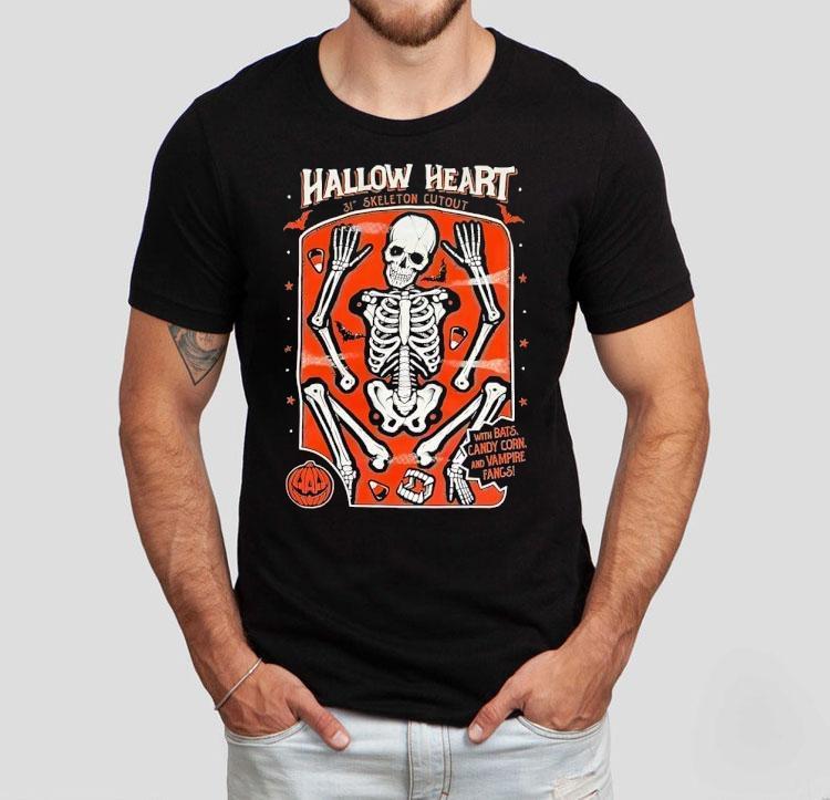  Hallow Heart Th Skeleton Cut Out Halloween Tshirt