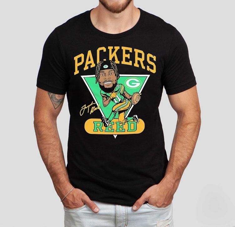 Jayden Reed Green Bay Packers Football Signature Cartoon Tshirt