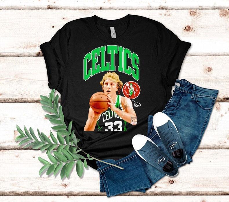  Larry Bird Boston Celtics Basketball Signature Tshirt
