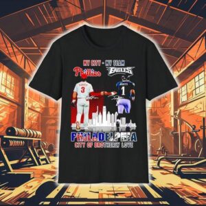 My City Harper Phillies And My Team Hurts Eagles Philadelphia City Of Brotherly Love Signatures Tshirt