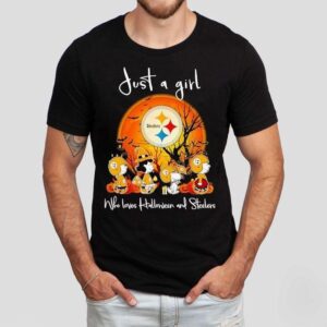 Peanuts Just A Girl Who Loves Halloween And Pittsburgh Slers Shirt