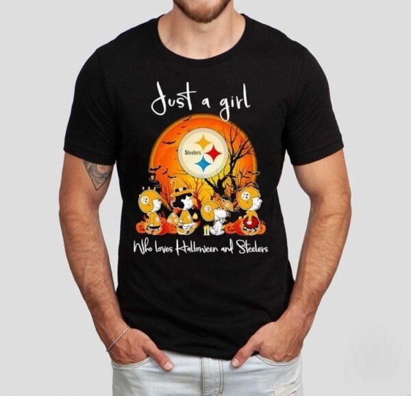 Peanuts Just A Girl Who Loves Halloween And Pittsburgh Slers Shirt