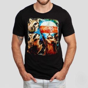 Raccoon With Dr Pepper Under Moon Tshirt