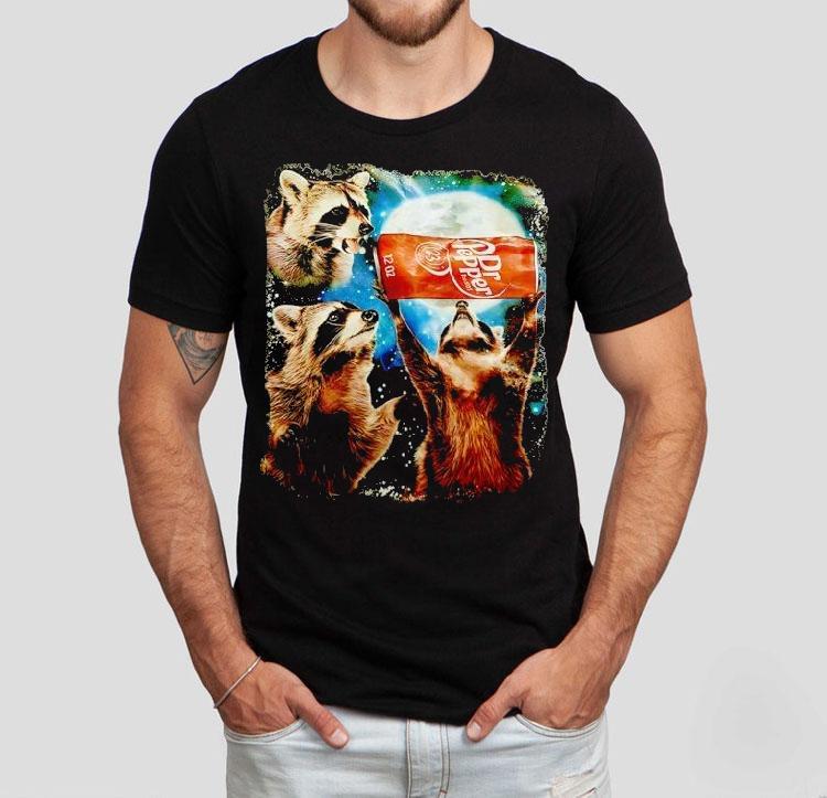  Raccoon With Dr Pepper Under Moon Tshirt