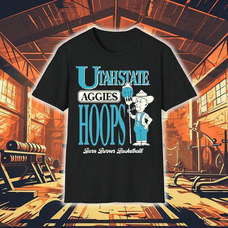  Utah State Aggies Barn Burner Farmer Hoops Tshirt