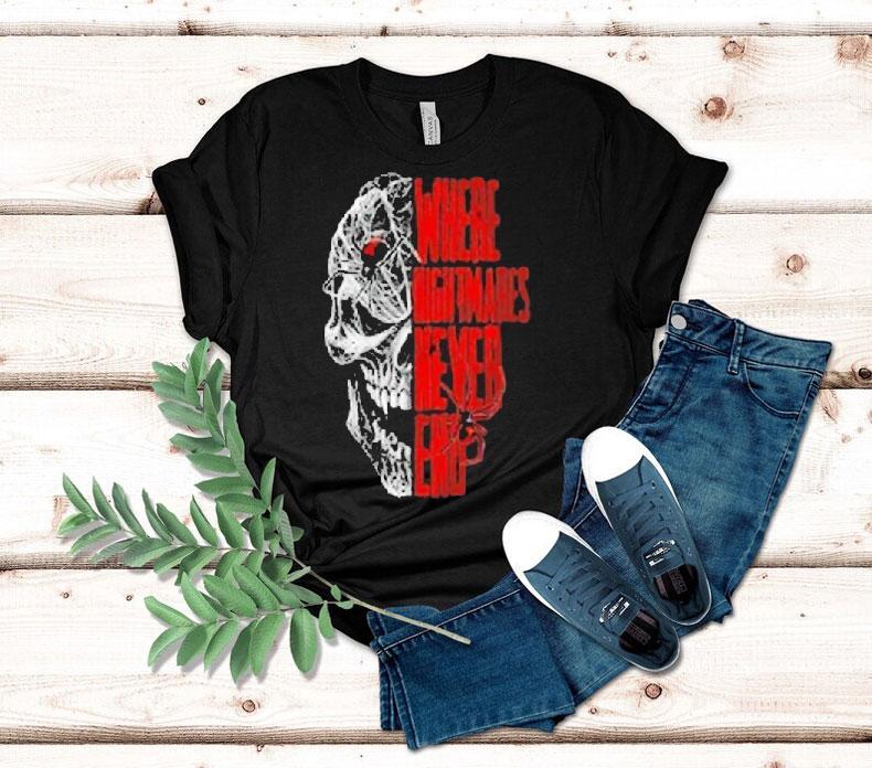 Where Nightmares Never End Knott S Scary Farm Spider Skull Tshirt