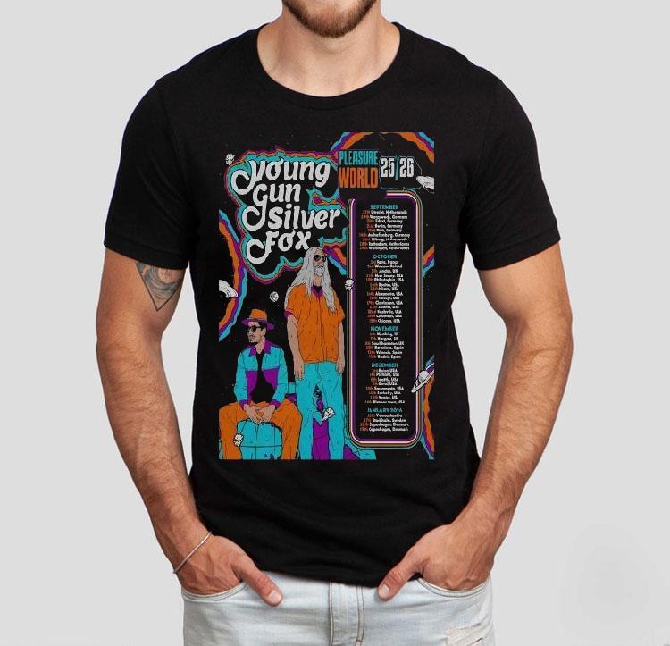  Young Gun Silver Fox Pleasure World Fall Tour  Dates Tshirt