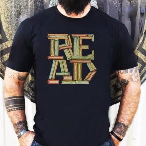 A Stack Of Books Creating The Word Read Tshirt