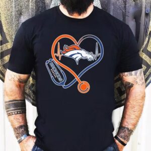 Denver Broncos Nurse Heartbeat Stethoscope Tshirt