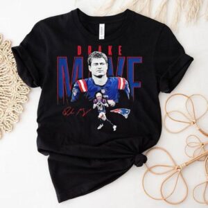 Drake Maye New England Patriots Football Signature Tshirt