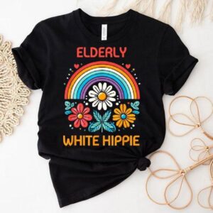 Elderly White Hippie Rainbow Tshirt