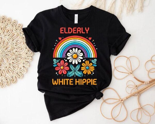 Elderly White Hippie Rainbow Shirt