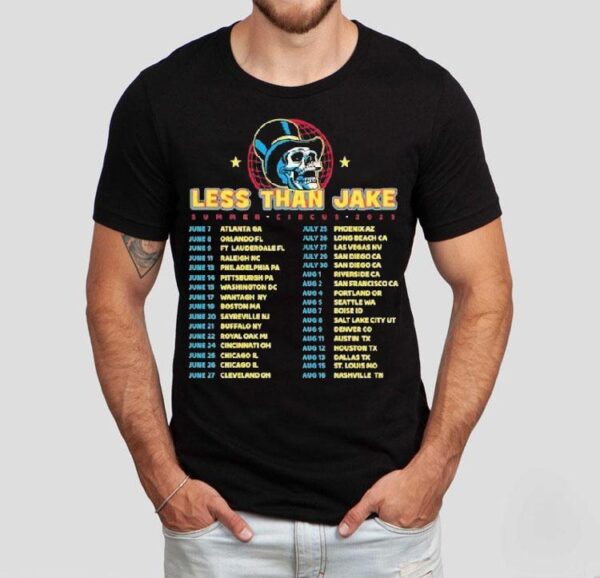 Less Than Jake Summer Circus 2025 Tour Dates Skull Globe Shirt