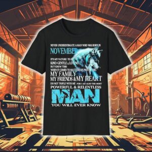 Wolf Never Underestimate A Man Who Was Born In November Tshirt