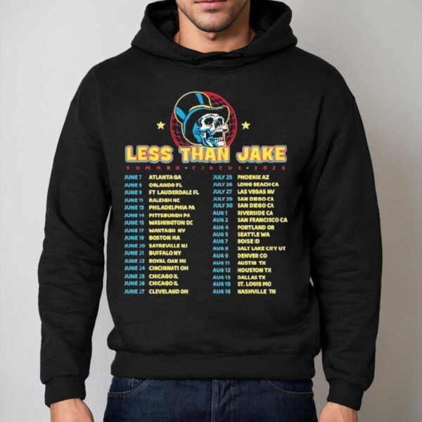 Less Than Jake Summer Circus 2025 Tour Dates Skull Globe Shirt