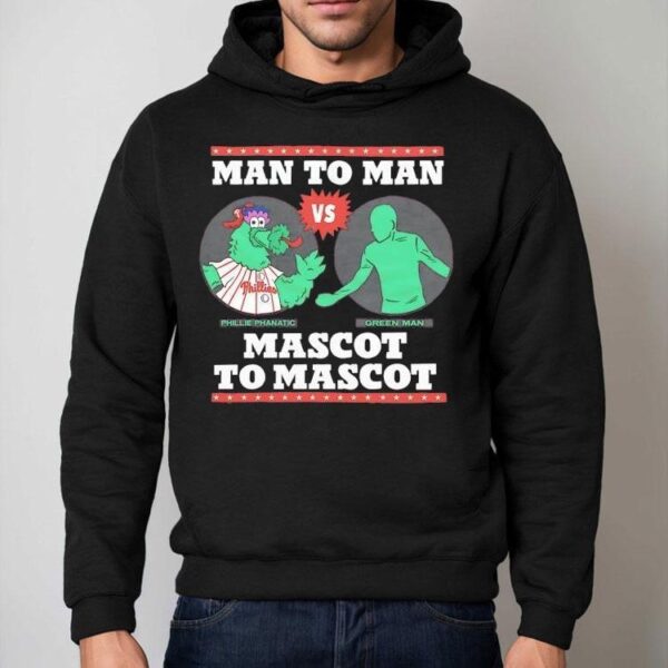 Man To Man Phillie Phanatic Vs Green Man Mascot To Mascot Shirt