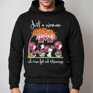 Snoopy The Peanuts Mississippi State Bulldogs Just A Woman Who Loves Fall And Mississippi Hoodie