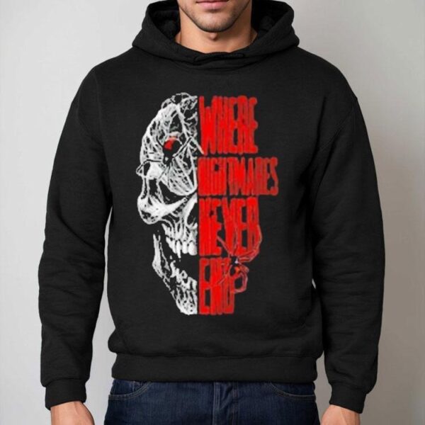 Where Nightmares Never End Knott’s Scary Farm Spider Skull Shirt