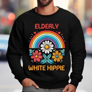 Elderly White Hippie Rainbow Sweatshirt