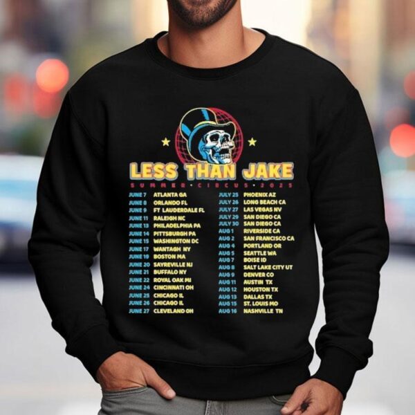 Less Than Jake Summer Circus 2025 Tour Dates Skull Globe Shirt