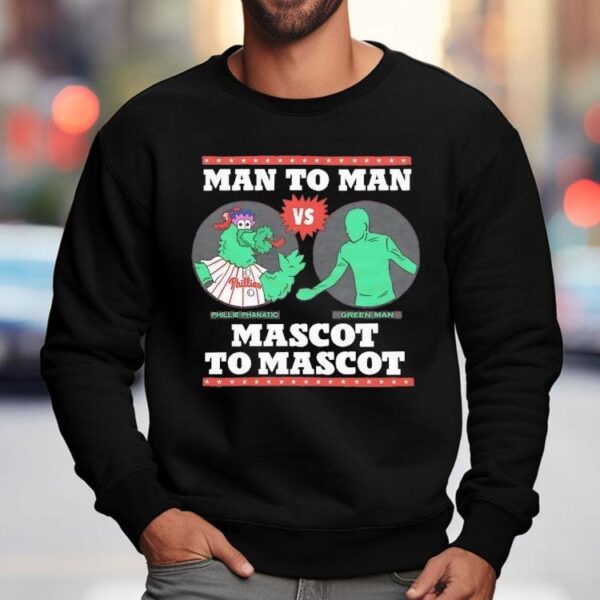 Man To Man Phillie Phanatic Vs Green Man Mascot To Mascot Shirt