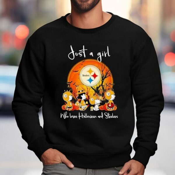 Peanuts Just A Girl Who Loves Halloween And Pittsburgh Slers Shirt