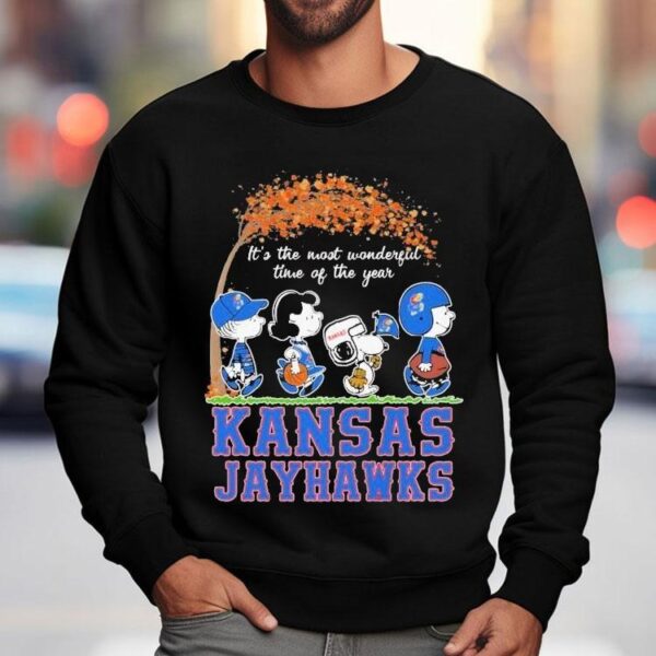 Snoopy The Peanuts Kansas Jayhawks It’s The Most Wonderful Time Of The Year Shirt