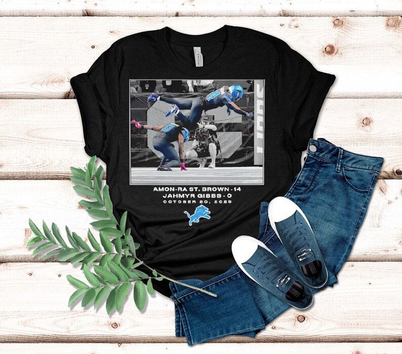 Amon-ra St Brown And Jahmyr Gibbs Detroit Lions 2025 Photo Shirt 4 Amon Ra St Brown And Jahmyr Gibbs Detroit Lions Photo Tshirt