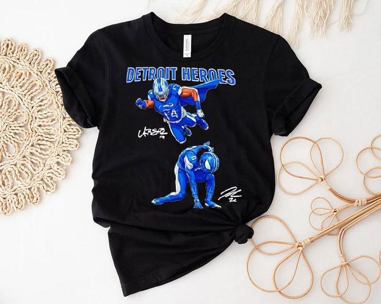 Amon-ra St Brown Detroit Lions Heroes Signature Shirt 4 Amon Ra St Brown Detroit Lions Heroes Signature Tshirt