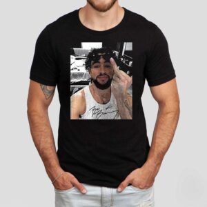 Bad Bunny Middle Finger Photo Signature Shirt
