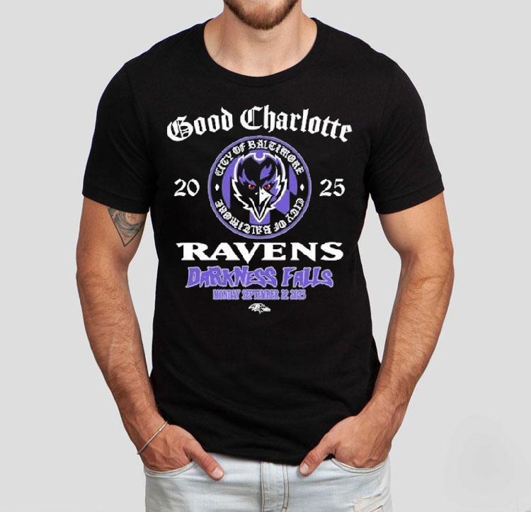 Baltimore Ravens X Good Charlotte Darkness Falls Game On Sep 22 2025 Shirt 4 Baltimore Ravens X Good Charlotte Darkness Falls Game On Sep Tshirt