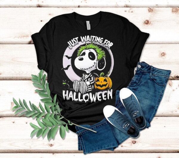Beetlejuice X Snoopy The Peanuts Just Waiting For Halloween Shirt