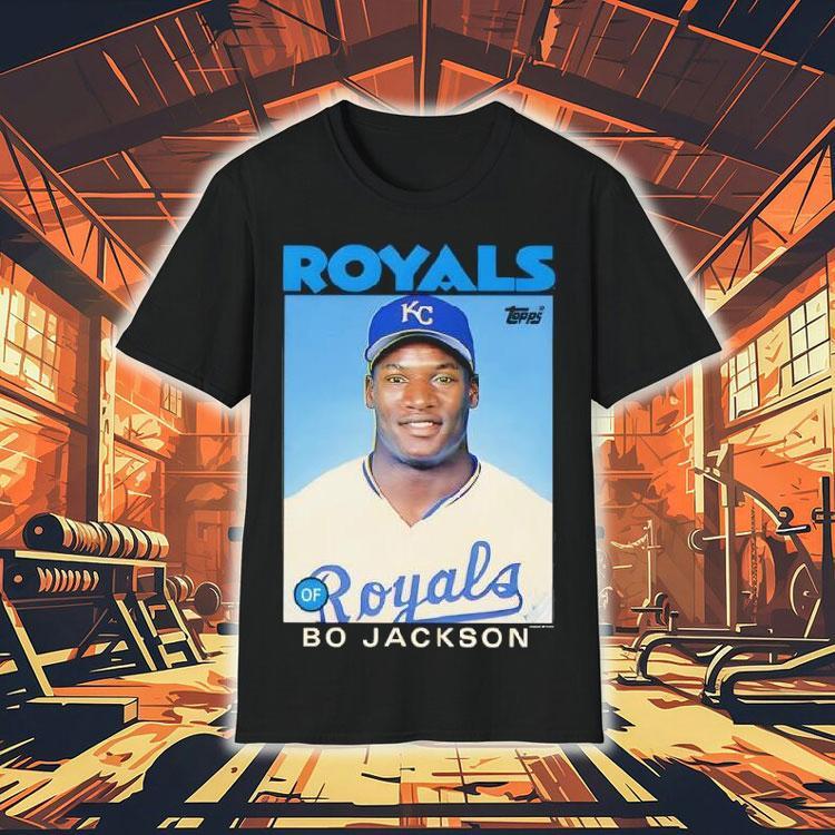 Bo Jackson Kansas City Royals 1986 Topps Baseball Card Player Shirt 4  Bo Jackson Kansas City Royals  Topps Baseball Card Player Tshirt