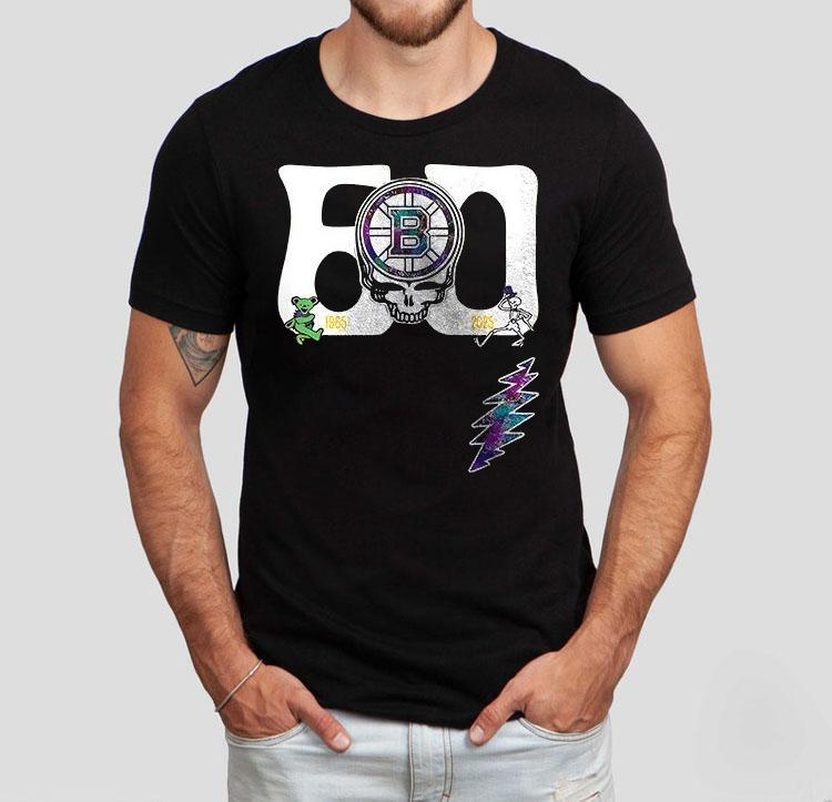 Boston Bruins Grateful Dead 60th Anniversary Logo Shirt 4  Boston Bruins Grateful Dead Th Anniversary Logo Tshirt